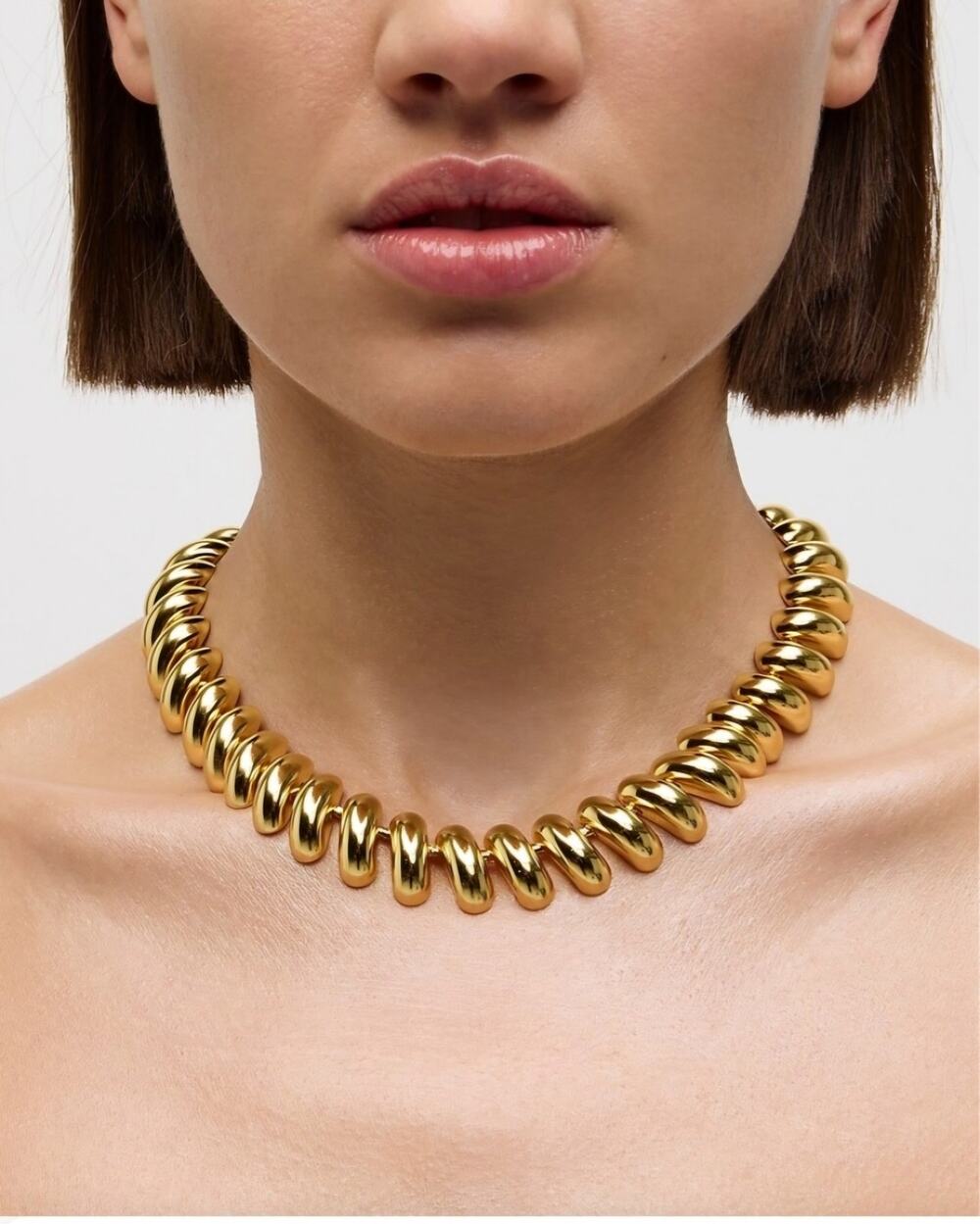 J. Crew Gold Spiral Collar Necklace Vintage Inspired Snake Chain Statement BU937